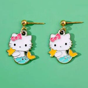 Hello kitty as Mermaid cute post earrings by Sanrio Girls or Adults gift new